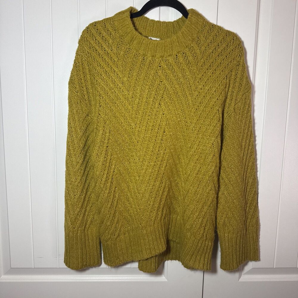 A New Day Women's Sweater Long Wide Sleeve Mustard Shimmer Sz L